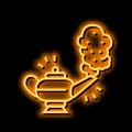 djinn lamp neon glow icon illustration