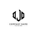 DJO letter logo design with polygon shape. DJO polygon and cube shape logo design. DJO hexagon vector logo template white and Royalty Free Stock Photo
