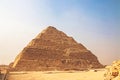 The Djoser Pyramid, the first pyramid erected in the Sahara desert, Egypt. Step Pyramid in Saqqara Royalty Free Stock Photo