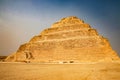 The Djoser Pyramid, the first pyramid erected in the Sahara desert, Egypt. Step Pyramid in Saqqara Royalty Free Stock Photo