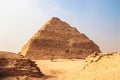 The Djoser Pyramid, the first pyramid erected in the Sahara desert, Egypt. Step Pyramid in Saqqara Royalty Free Stock Photo