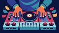 The DJs hands move effortlessly over the mixer adjusting the EQ and adding effects to create a perfectly balanced and Royalty Free Stock Photo