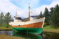 DJUPIVOGUR, ICELAND - SEPTEMBER 15, 2019: Fishing boat in the port of Djupivogur in East Iceland, Europe