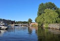 Outdoor seating at DjurgÃÂ¥rdsbron in Stockholm Royalty Free Stock Photo