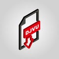 The DJVU icon.3D isometric file format symbol. Flat Vector