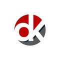 DK initial circle logo template vector