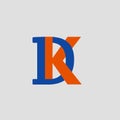 DK initial for monogram logo design, blue and orange color is meaning water and sun Royalty Free Stock Photo