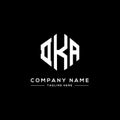 DKA letter logo design with polygon shape. DKA polygon and cube shape logo design. DKA hexagon vector logo template white and Royalty Free Stock Photo