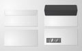 DL Envelopes mockup front and back view, vector illustration. Set of blank realistic envelopes mockup.