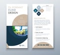 DL Flyer design. Coral business template for dl flyer. Layout with modern circle photo and abstract background. Creative