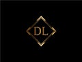 DL Initial diamond shape Gold color later Logo DesignX