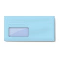DL light blue envelope with window for address isolated on white background Royalty Free Stock Photo