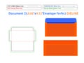 DL 8.66x4.33 inch Document envelope dieline template and 3D envelope editable easily resizable Royalty Free Stock Photo