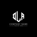 DLA letter logo design with polygon shape. DLA polygon and cube shape logo design. DLA hexagon vector logo template white and Royalty Free Stock Photo