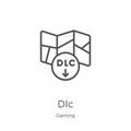 dlc icon vector from gaming collection. Thin line dlc outline icon vector illustration. Outline, thin line dlc icon for website Royalty Free Stock Photo
