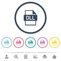 DLL file format flat color icons in round outlines