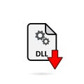 DLL file with red arrow download button Royalty Free Stock Photo