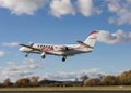 DLOUHA LHOTA, CZECH REPUBLIC - 11 Nov 2023. Cessna 550 Citation II. A Cessna Citation takes off at the airport in Dlouha Lhota.