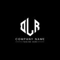 DLR letter logo design with polygon shape. DLR polygon and cube shape logo design. DLR hexagon vector logo template white and Royalty Free Stock Photo