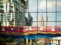 DLR train reflection Royalty Free Stock Photo
