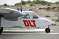 DLT Airplane at Helgoland Airport Royalty Free Stock Photo