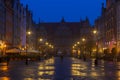 Dlugi Targ street, Main Historic City at night. Gdans, Poland Royalty Free Stock Photo