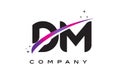 DM D M Black Letter Logo Design with Purple Magenta Swoosh