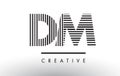 DM D M Black and White Lines Letter Logo Design.