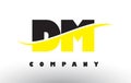 DM D M Black and Yellow Letter Logo with Swoosh.