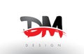 DM D M Brush Logo Letters with Red and Black Swoosh Brush Front