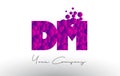 DM D M Dots Letter Logo with Purple Bubbles Texture.