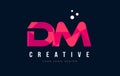 DM D M Letter Logo with Purple Low Poly Pink Triangles Concept