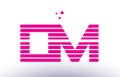 dm d m pink purple line stripe alphabet letter logo vector template
