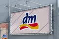 DM - drogerie markt Sign. Brand logo. A chain of retail stores offering cosmetics, Royalty Free Stock Photo