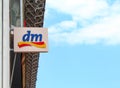 dm drogeriemarkt sign banner on top of the store