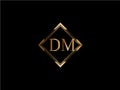 DM Initial diamond shape Gold color later Logo DesignX