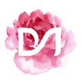 dm letter pink flower vector logo. d m letter vector logo