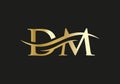 DM logo. Monogram letter DM logo design Vector. DM letter logo design with modern trendy
