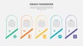 DMADV framework infographic outline style with 5 point template with round box with slice bottom for slide presentation Royalty Free Stock Photo
