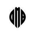DMB circle letter logo design with circle and ellipse shape. DMB ellipse letters with typographic style. The three initials form a Royalty Free Stock Photo