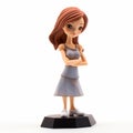 Anime Girl Statue With Grey Attire - Hyper-realistic Figurine Cartoon