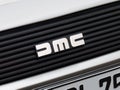 DMC Logo Sign Close up of the DeLorean Sports Car Royalty Free Stock Photo