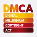 DMCA - Digital Millennium Copyright Act acronym, technology concept background Royalty Free Stock Photo