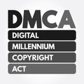 DMCA - Digital Millennium Copyright Act acronym, technology concept background Royalty Free Stock Photo