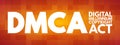 DMCA - Digital Millennium Copyright Act acronym, technology concept background Royalty Free Stock Photo