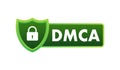 DMCA - Digital Millennium Copyright Act. Copywriter and freelancer. Intellectual property. Vector stock illustration.