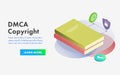 DMCA - Digital Millennium Copyright Act. Isometric security content template, intellectual property, data copyright Royalty Free Stock Photo