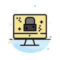 Dmca Protection, Monitor, Screen, Lock Abstract Flat Color Icon Template