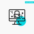 Dmca Protection, Monitor, Screen, Lock turquoise highlight circle point Vector icon