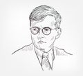 Dmitri Dmitriyevich Shostakovich was a Soviet composer and pianist famous Russian vector sketch isolated